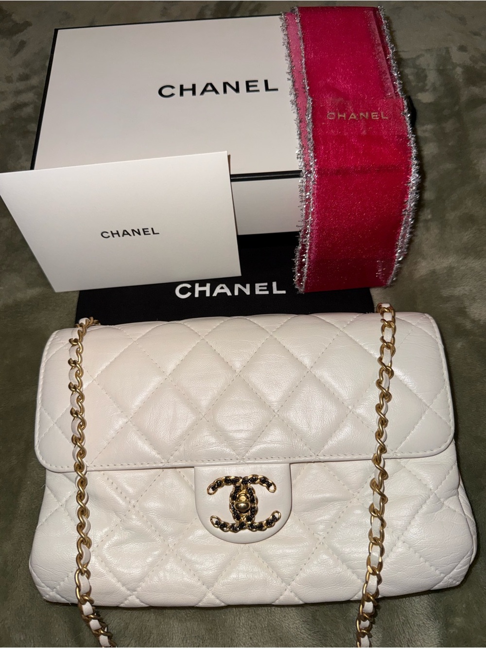 CHANEL Evening Star East/West Flap Bag w/Microchip